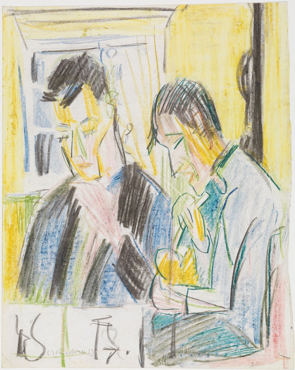 Due uomini seduti a tavola da Ernst Ludwig Kirchner