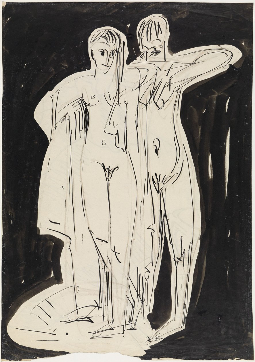 Due nudi in piedi che si asciugano da Ernst Ludwig Kirchner