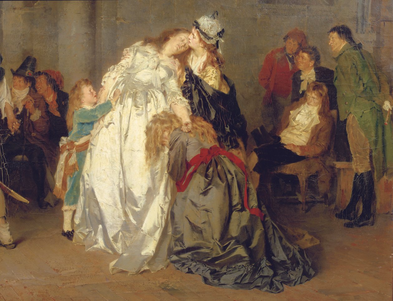 Re Luigi XVI di Francia che saluta la sua famiglia nella prigione del Tempio (dettaglio), 1873 da Ernst Meisel