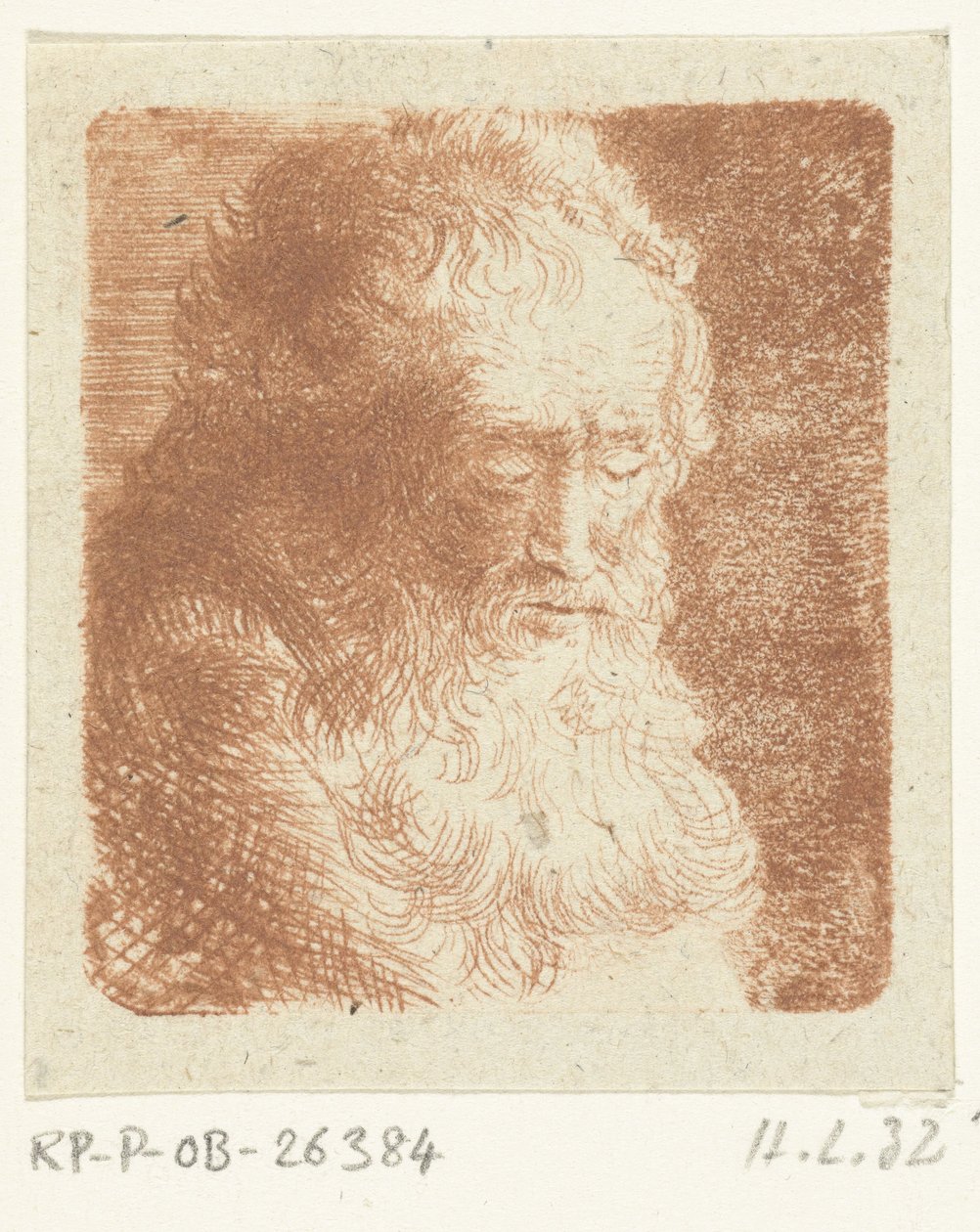 Vecchio con barba che guarda in basso: tre quarti, a destra da Ernst Willem Jan Bagelaar
