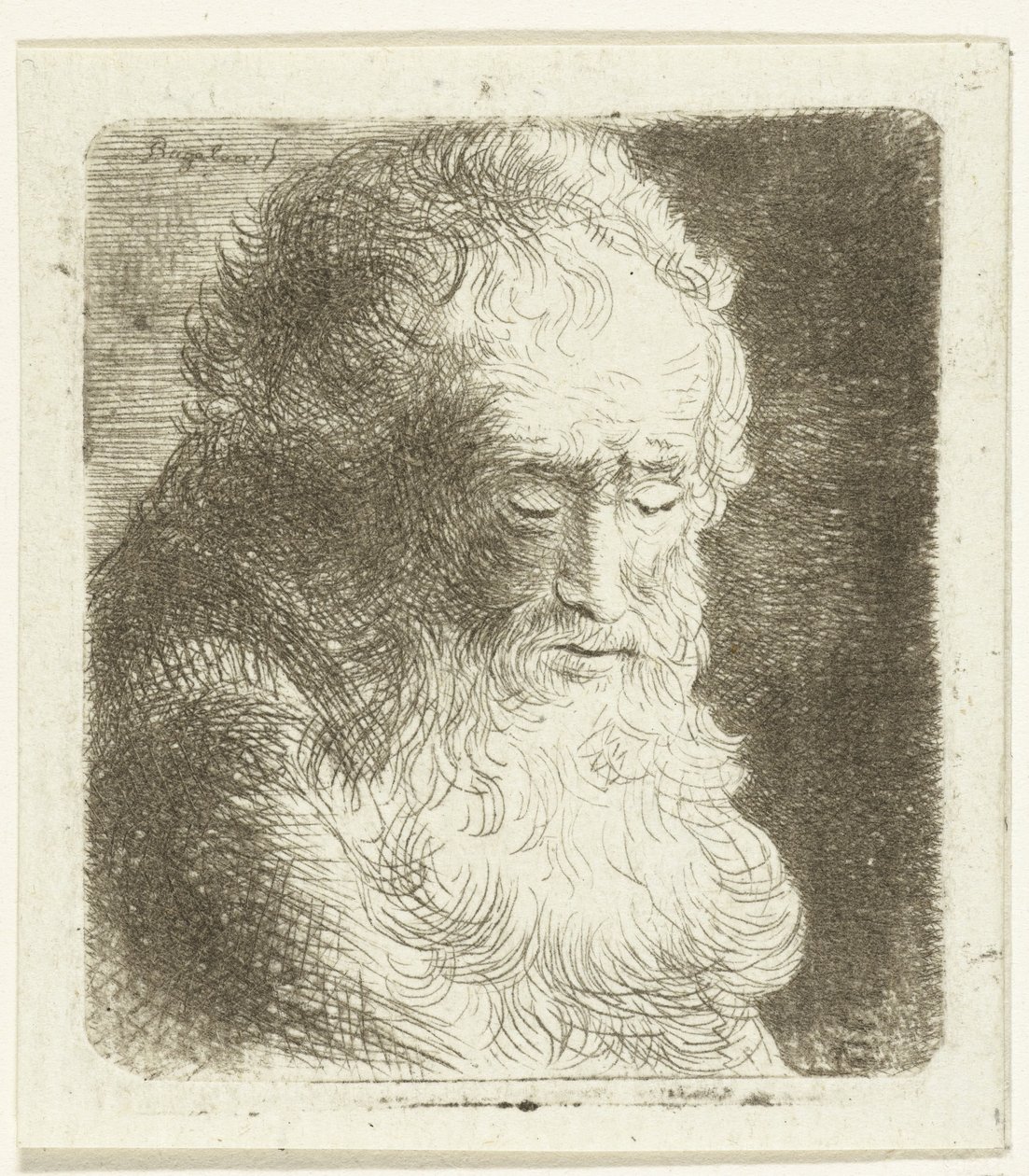 Vecchio uomo con barba che guarda in basso: tre quarti, verso destra da Ernst Willem Jan Bagelaar