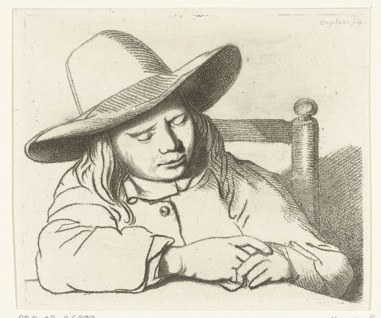 Ragazzo addormentato con cappello da Ernst Willem Jan Bagelaar