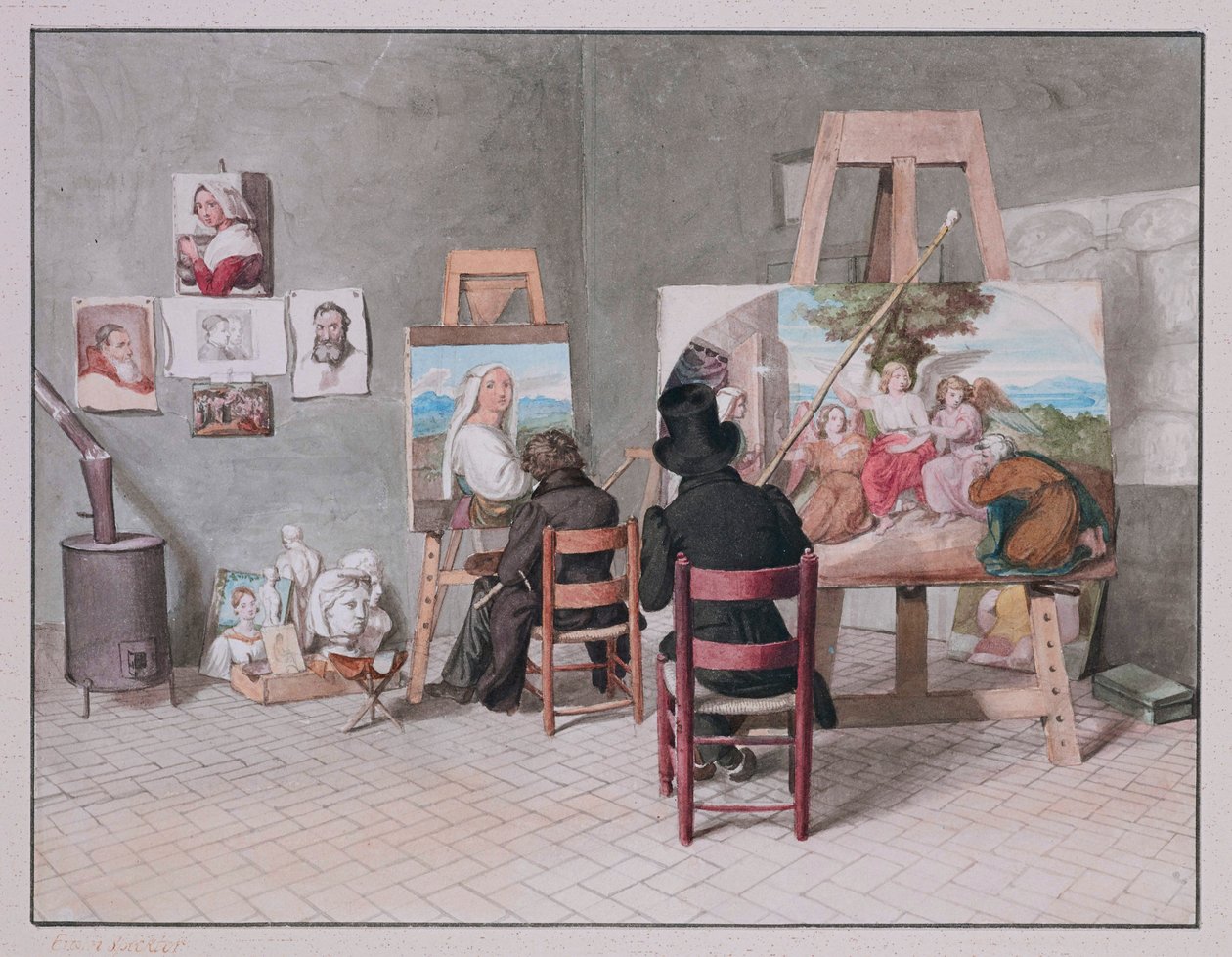 Bernhard Neher e Erwin Speckter nel loro studio a Roma, di Erwin Speckter da Erwin Speckter