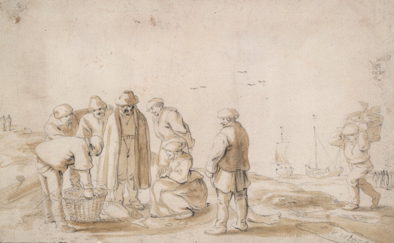 Pescivendoli sulla spiaggia da Esaias van de Velde