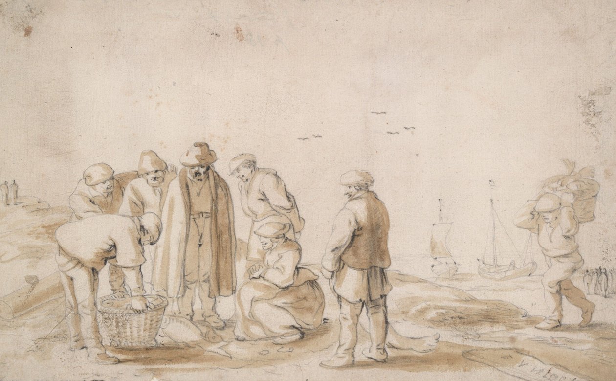 Pescivendoli sulla spiaggia da Esaias van de Velde
