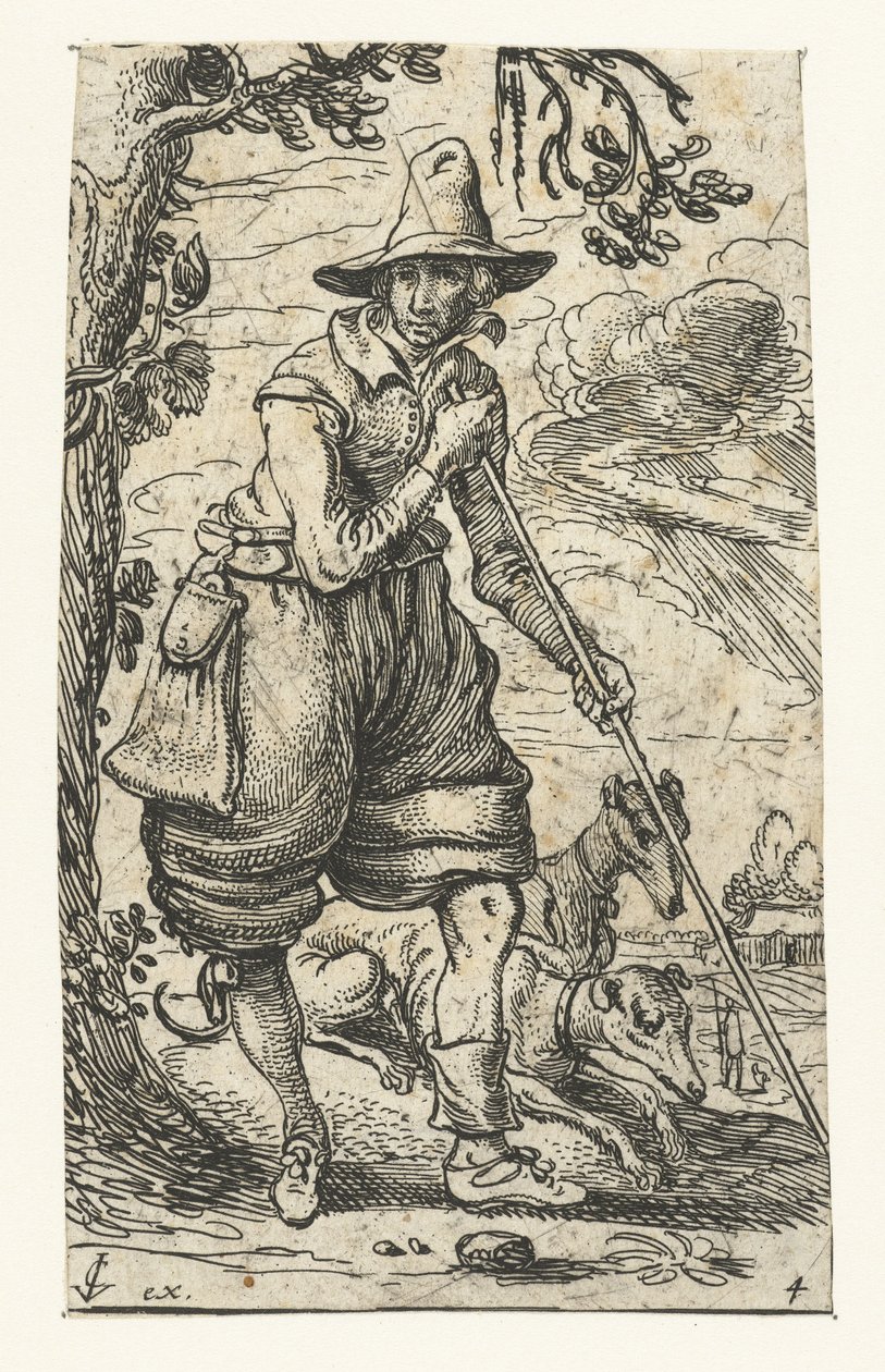 Cacciatore con due cani da Esaias van de Velde