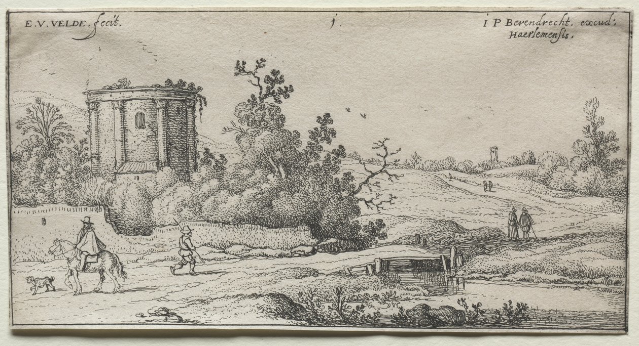 Paesaggi: Paesaggio con Rovine di un Tempio Romano da Esaias van de Velde