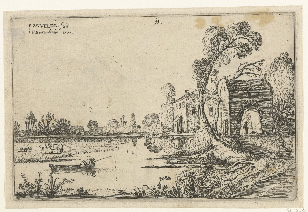 Paesaggio con un fiume e un portale da Esaias van de Velde