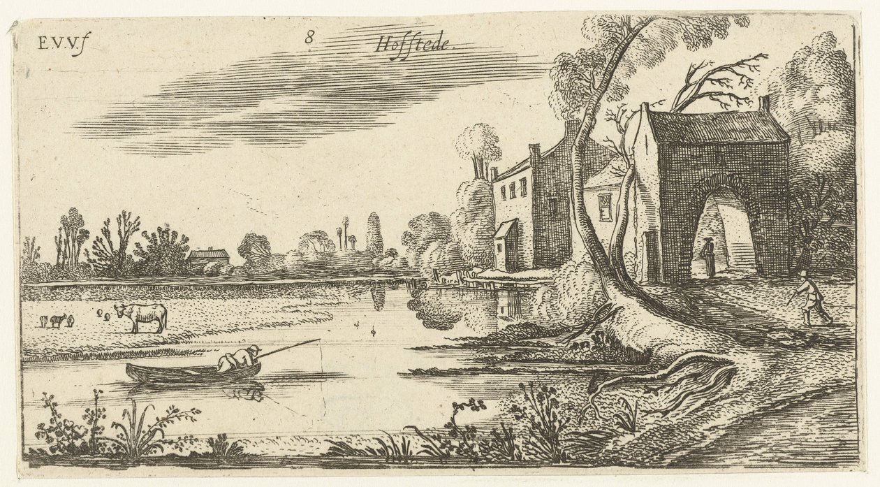 Paesaggio con un fiume e un portale da Esaias van de Velde