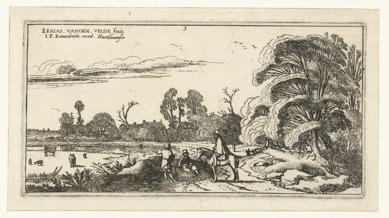 Cavaliere e passeggiatori su una strada vicino a Lisse da Esaias van de Velde
