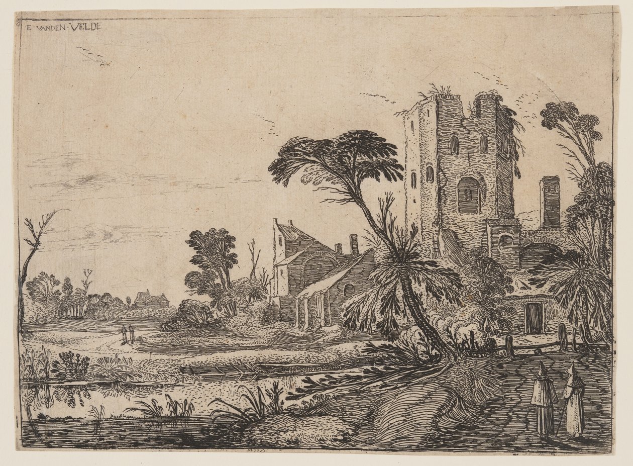 Due monaci in cammino da Esaias van den Velde I