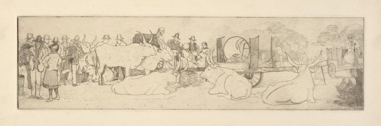 Scena di fattoria con tori da Esther Blaikie MacKinnon