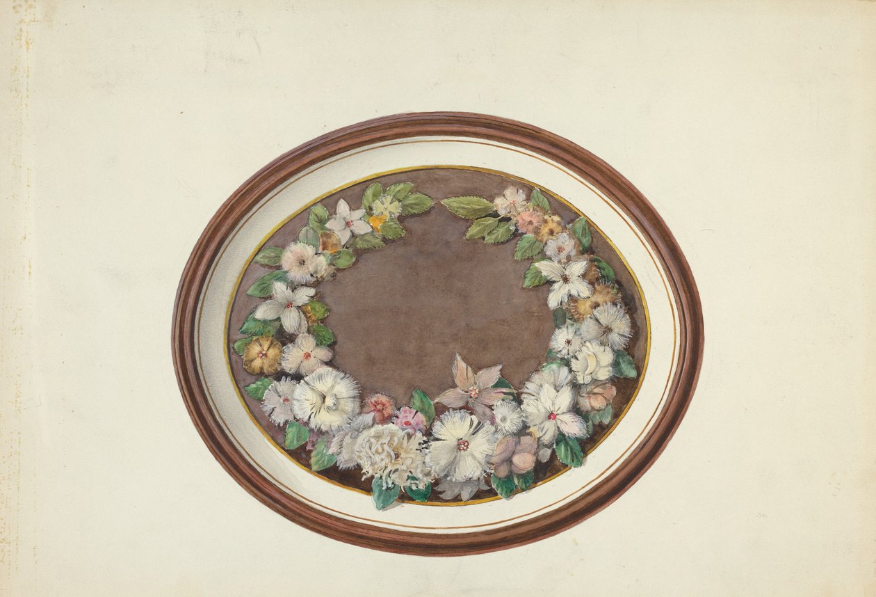 Cornice ovale con ghirlanda di piume da Esther Hansen and Edith Towner