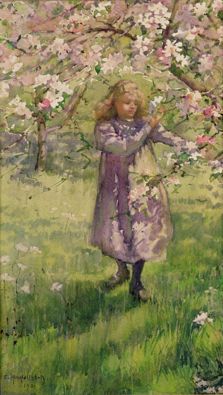 Raccolta di fiori di melo, 1901 da Ethel Horsfall Ertz