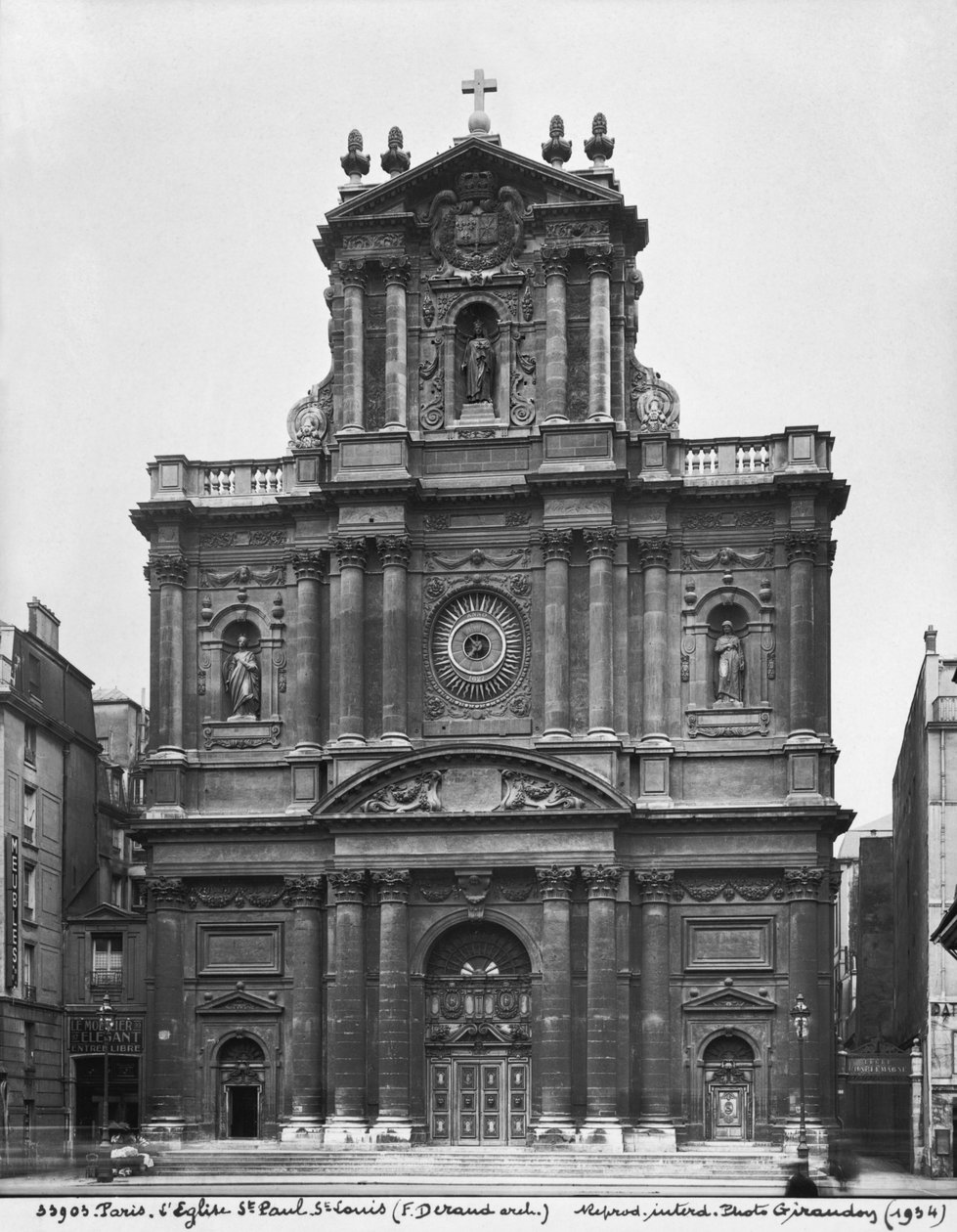 Veduta della facciata della Chiesa di Saint-Paul-Saint-Louis, Parigi, 1627-41 da Etienne and Derand, F. Martellange