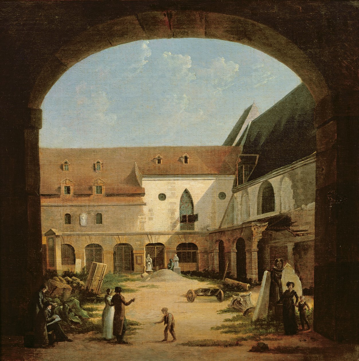 Il cortile del convento dei Petits-Augustins a Parigi, c.1818 da Etienne Bouhot