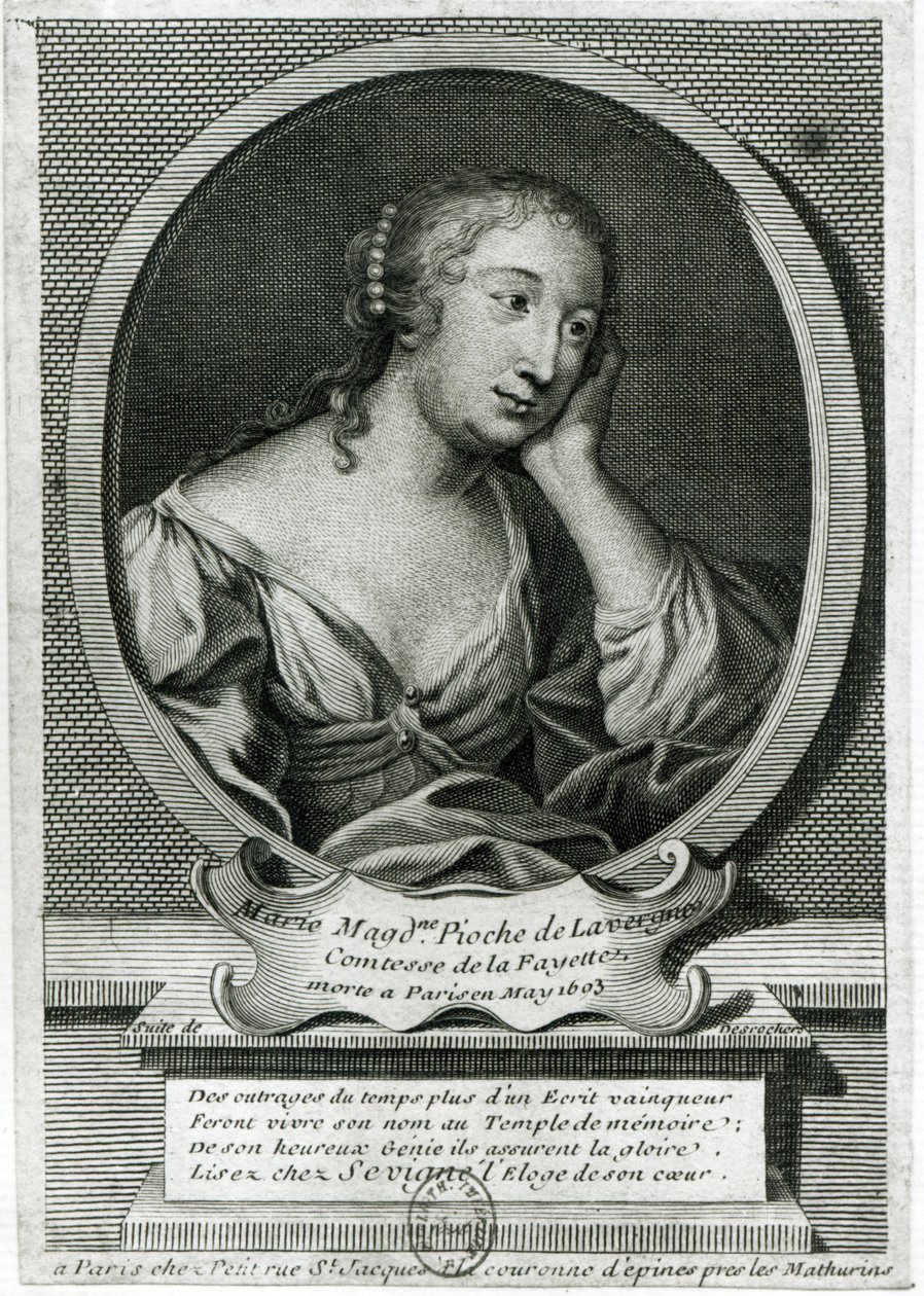 Medaglione ritratto di Madame de La Fayette, romanziera francese da Etienne Jehandier Desrochers