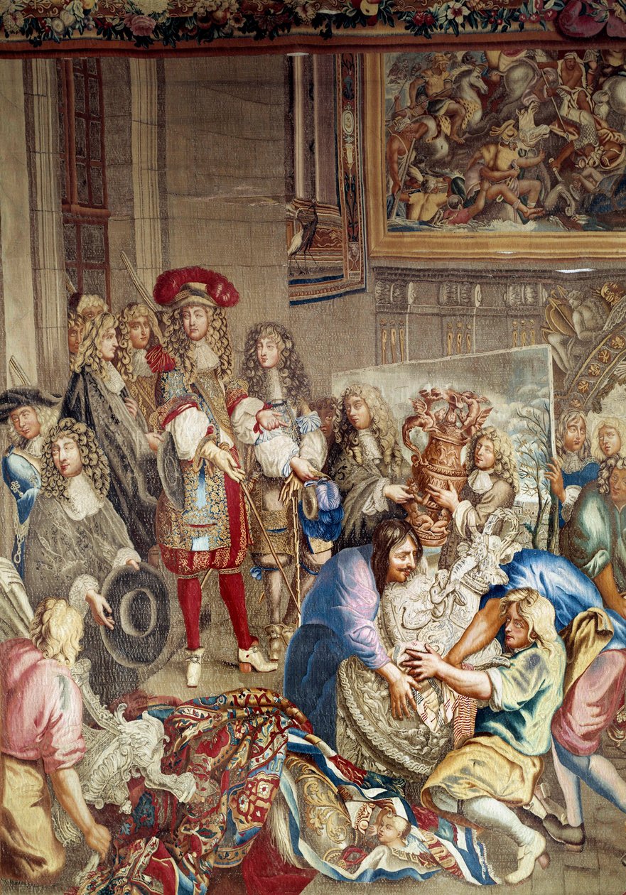 Visita di Luigi XIV alla Manifattura dei Gobelins alla presenza di Jean Baptiste Colbert (in profilo, a destra del re) e del pittore Charles Lebrun, 15 ottobre da Etienne (studio of) Le Blond