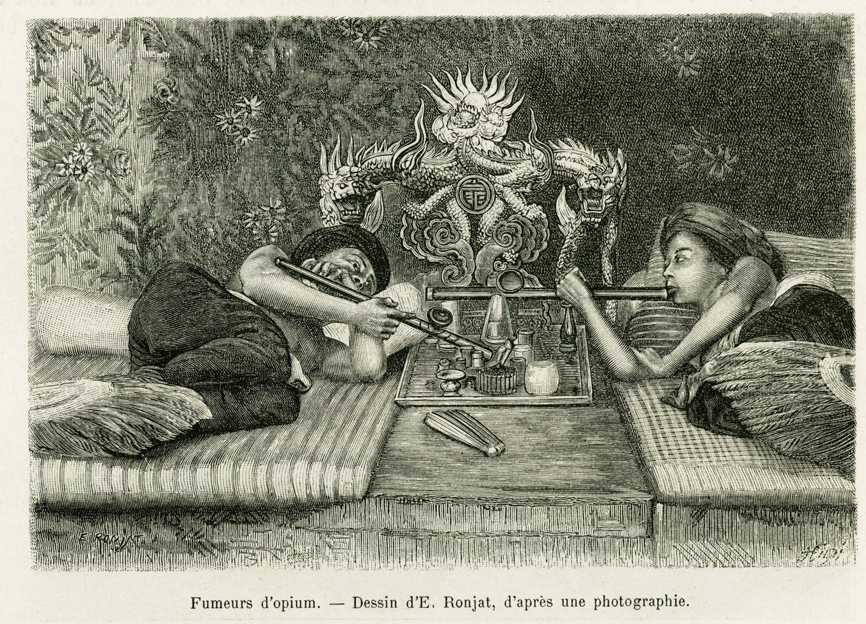 Fumatori di oppio da Etienne Antoine Eugene Ronjat