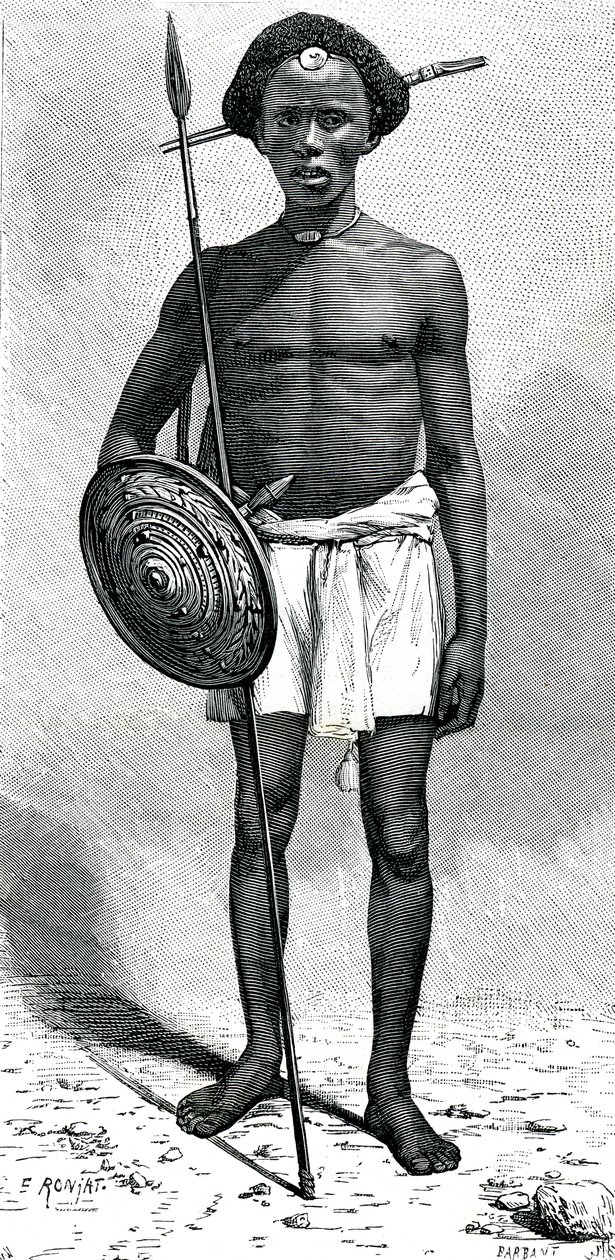 Guerriero somalo del clan Ouadan da Etienne Antoine Eugene Ronjat