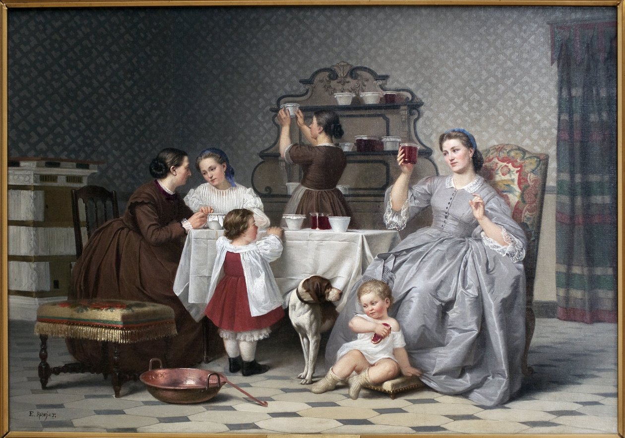 Le marmellate, detto anche La merenda di famiglia. Dipinto di Eugene Ronjat (1822-1912), olio su tela, circa 1860. Arte francese XIX secolo. Museo delle Belle Arti di Vienna (Isere) da Etienne Antoine Eugene Ronjat