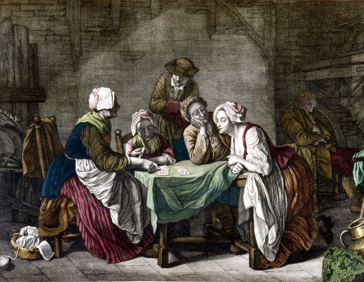 Donna che tira le carte, sd. XVIII secolo da Etienne Aubry
