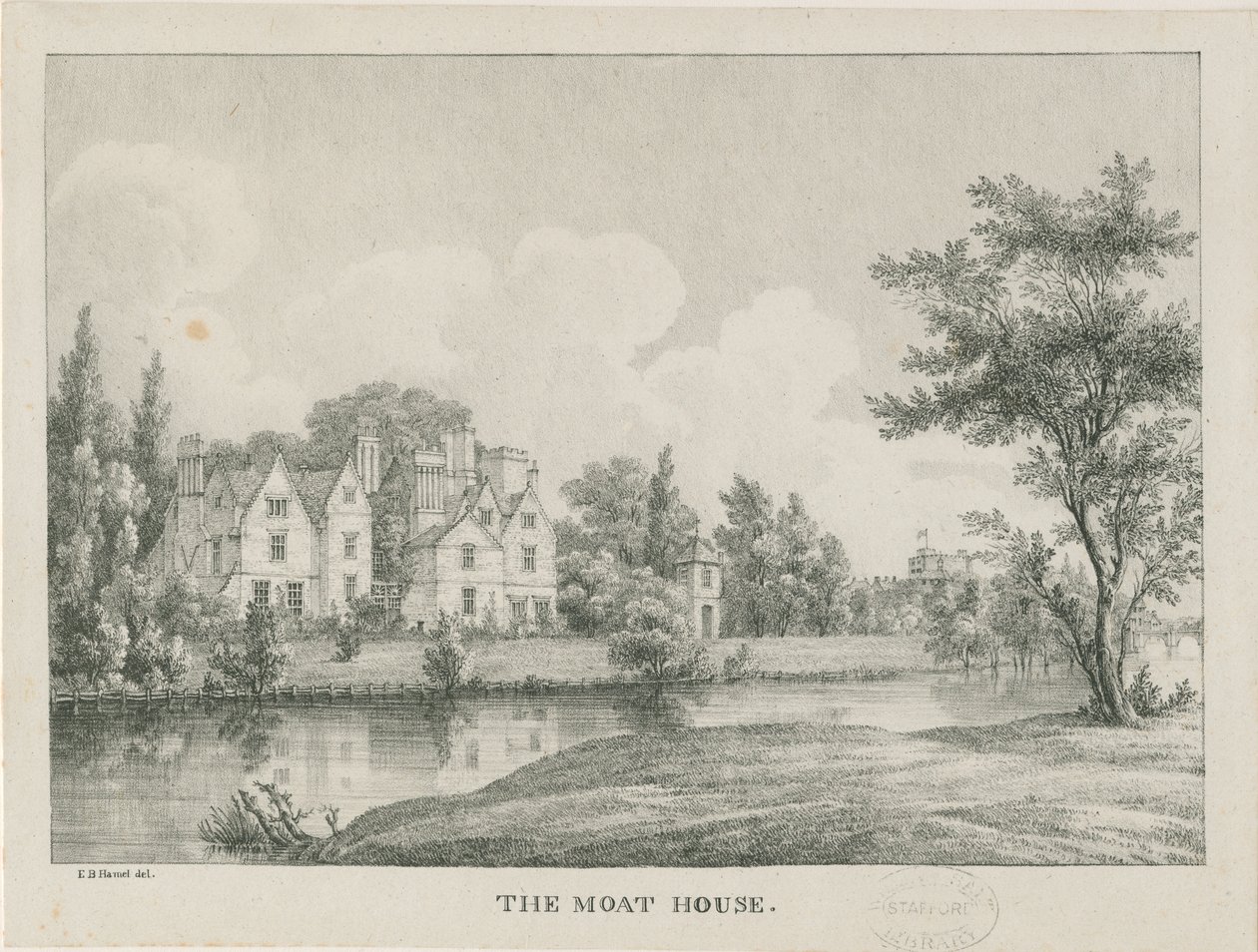 Tamworth - The Moat House: zincografia, nd [1796-1865] da Etienne Bruno Hamel