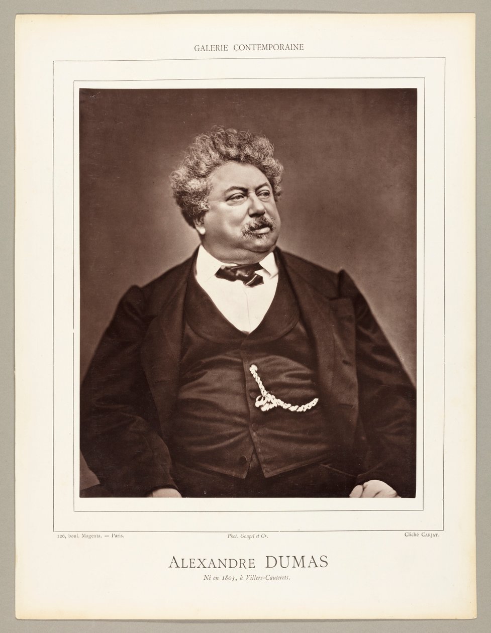 Alexandre Dumas (romanzoere e drammaturgo francese, 1802-1870) da Etienne Carjat