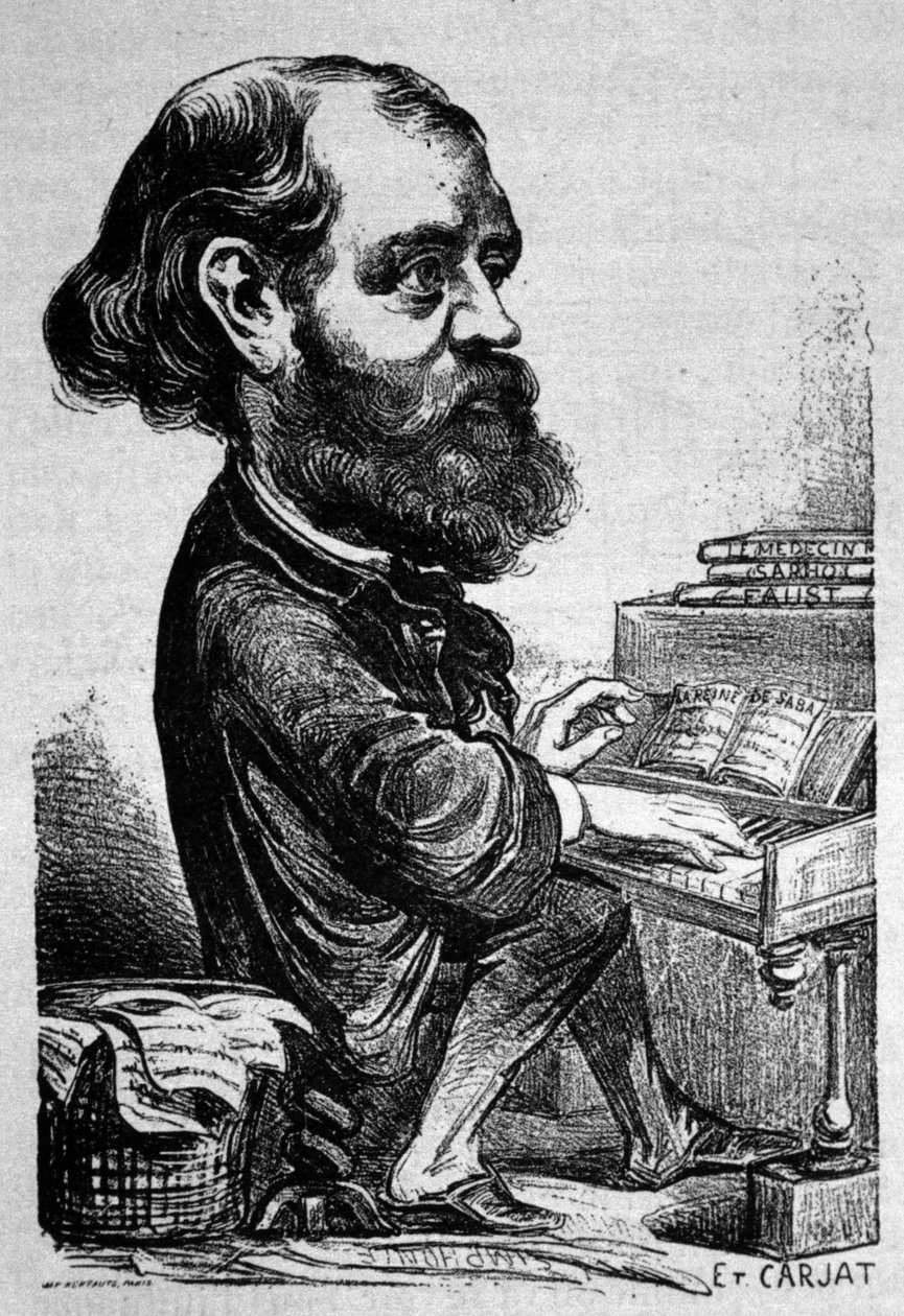 Charles Gounod (1818 - 1893), compositore francese, Caricatura di Etienne Carjat. da Etienne Carjat