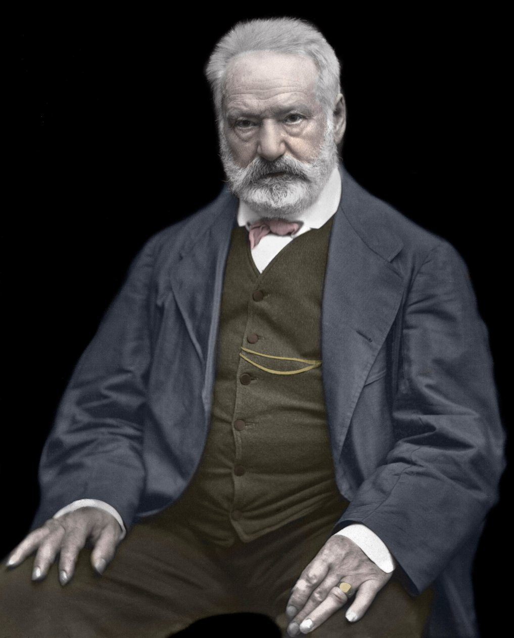 Ritratto di Victor Hugo (1802-1885), scrittore e poeta francese, colorazione su una fotografia di Etienne Carjat (1828-1906) - Victor Hugo (1802-1885). Scrittore e poeta inglese. ca. 1870. Fotografia colorata da Etienne Carjat