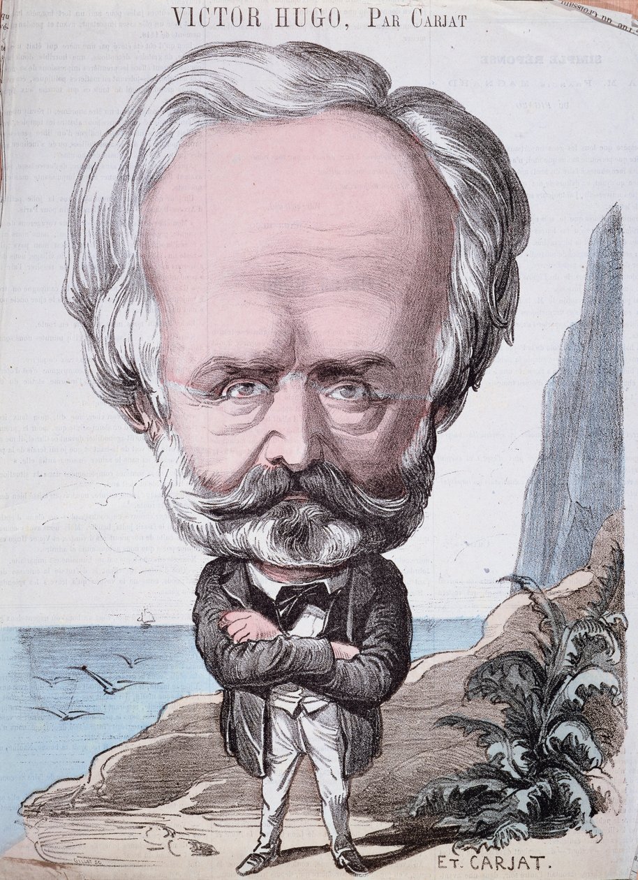 Victor Hugo (1802-85) sulla roccia di Jersey, 1867 da Etienne Carjat