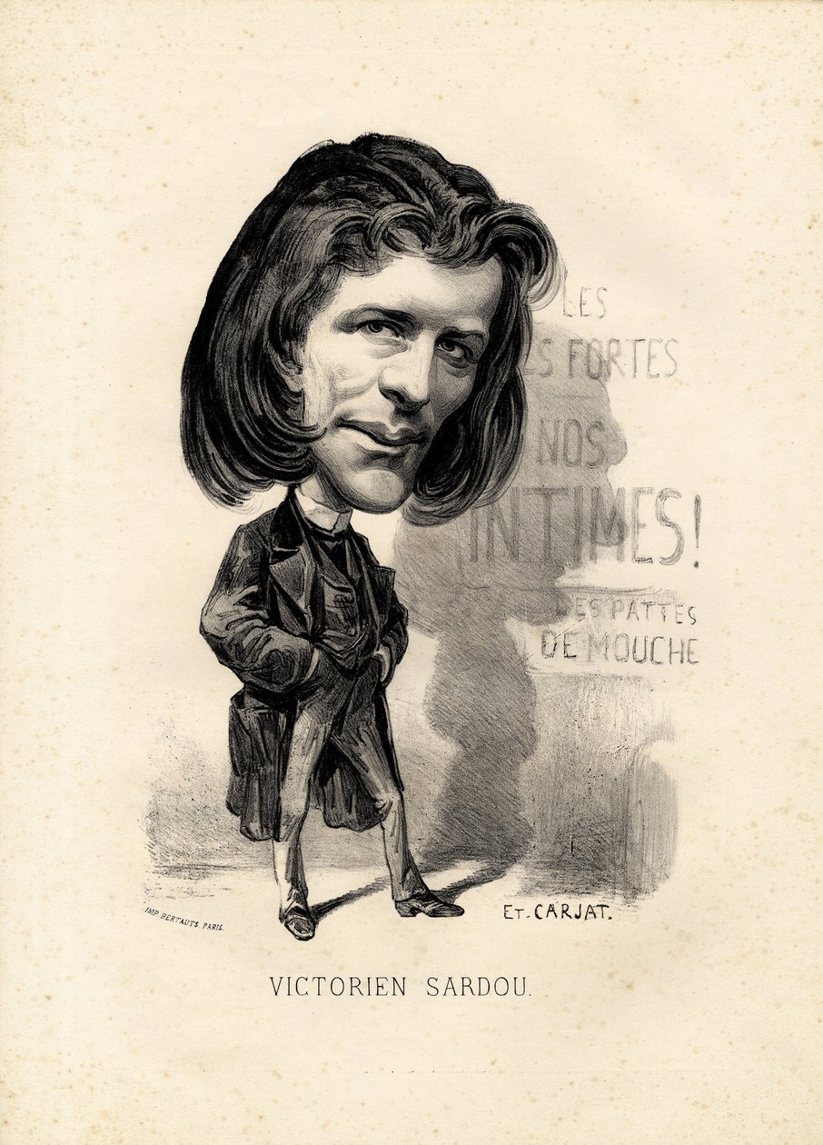 Foglio volante - Illustrazione di Etienne Carjat (1826-1906): Letteratura - Victorien Sardou (1831-1908) da Etienne Carjat