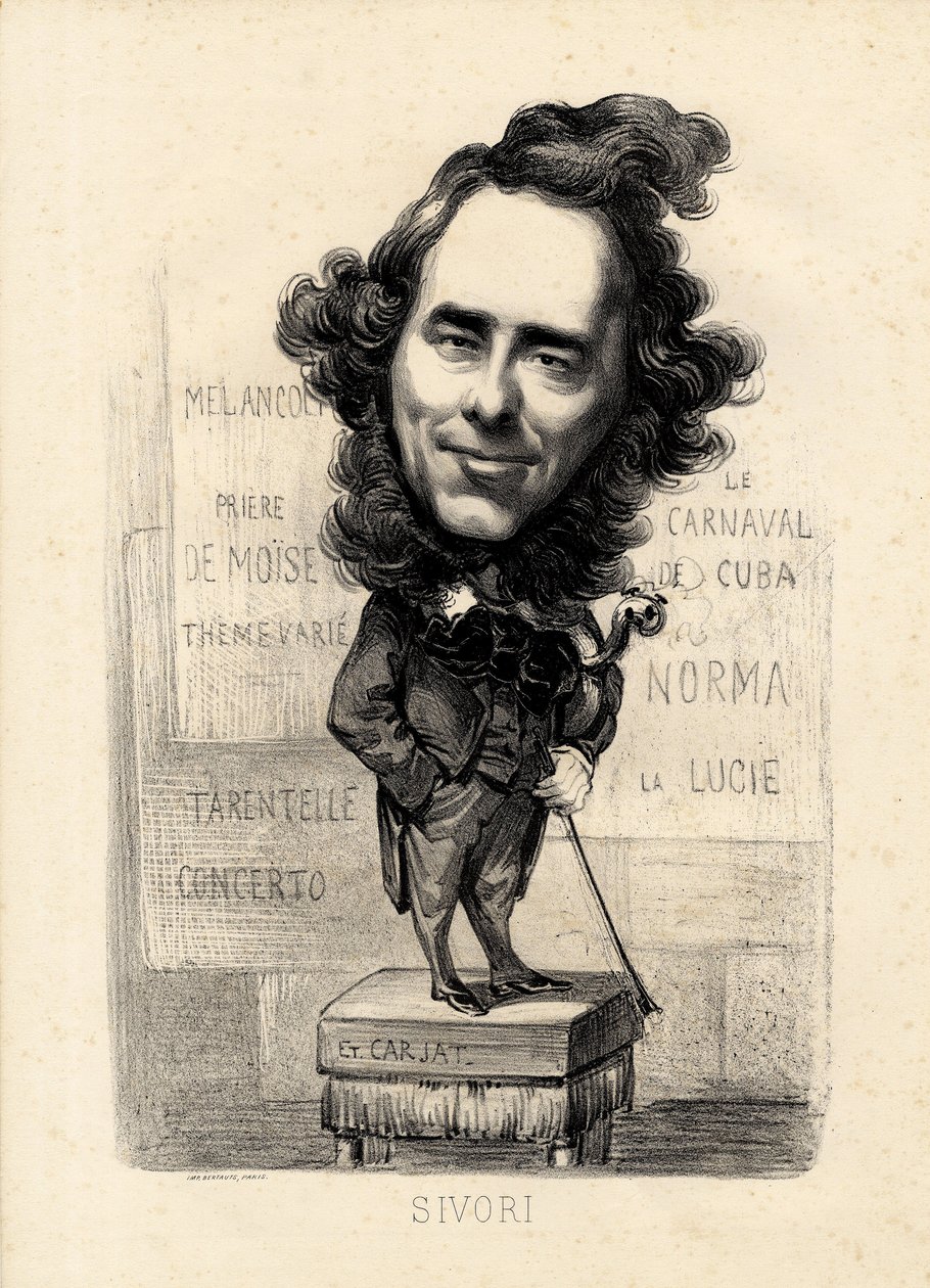 Foglio volante - Illustrazione di Etienne Carjat (1826-1906): Sivori Camille Camillo (1815-1894) da Etienne Carjat