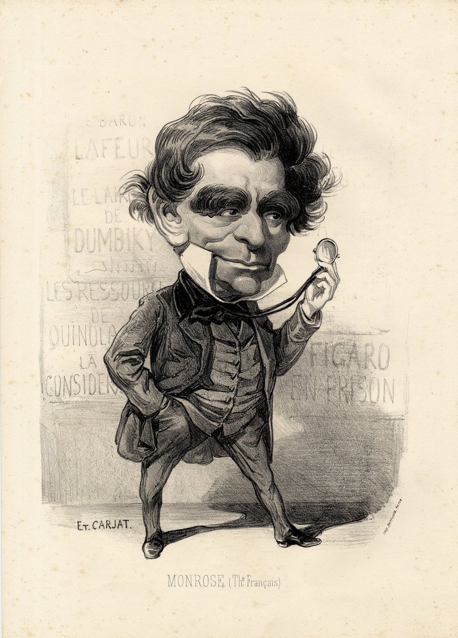 Foglio volante - Illustrazione di Etienne Carjat (1826-1906): Teatro - Monrose Antoine-Martial Louis Barizain, Louis Monrose (1811-1883) da Etienne Carjat