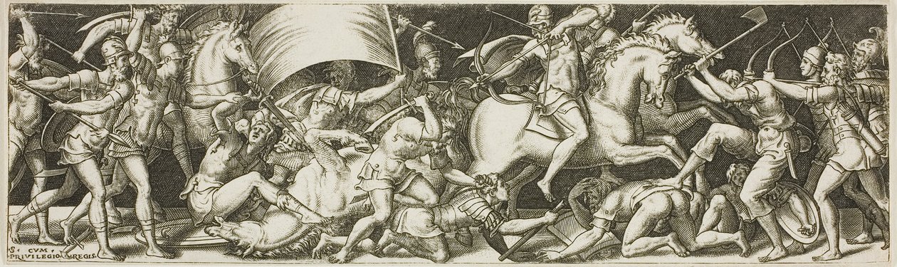 Battaglia di cavalieri e fanti da Etienne Delaune
