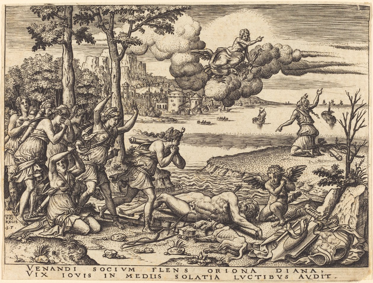 Diana piange la morte di Orione da Etienne Delaune