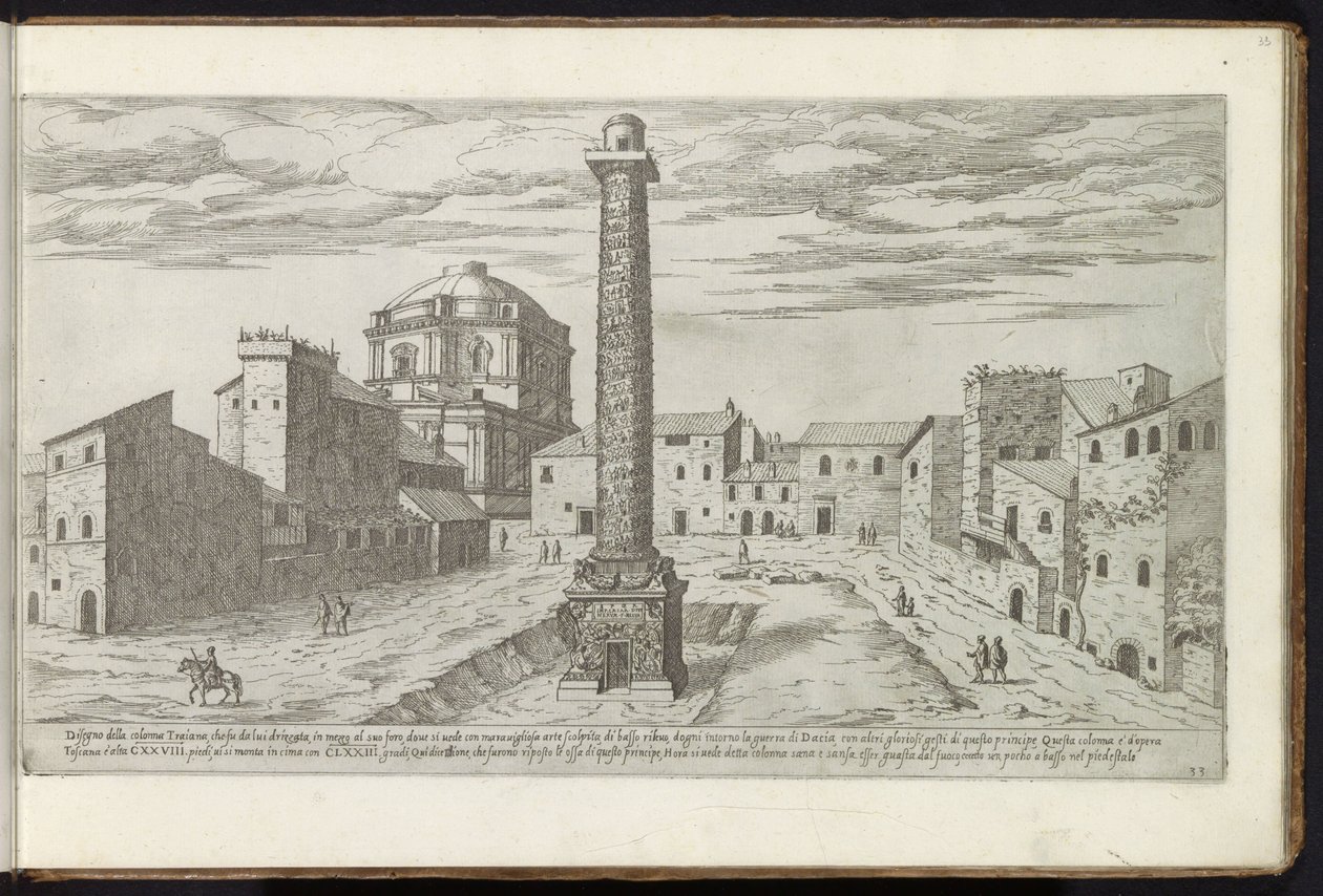 Foro di Traiano con la Colonna di Traiano a Roma da Etienne Duperac