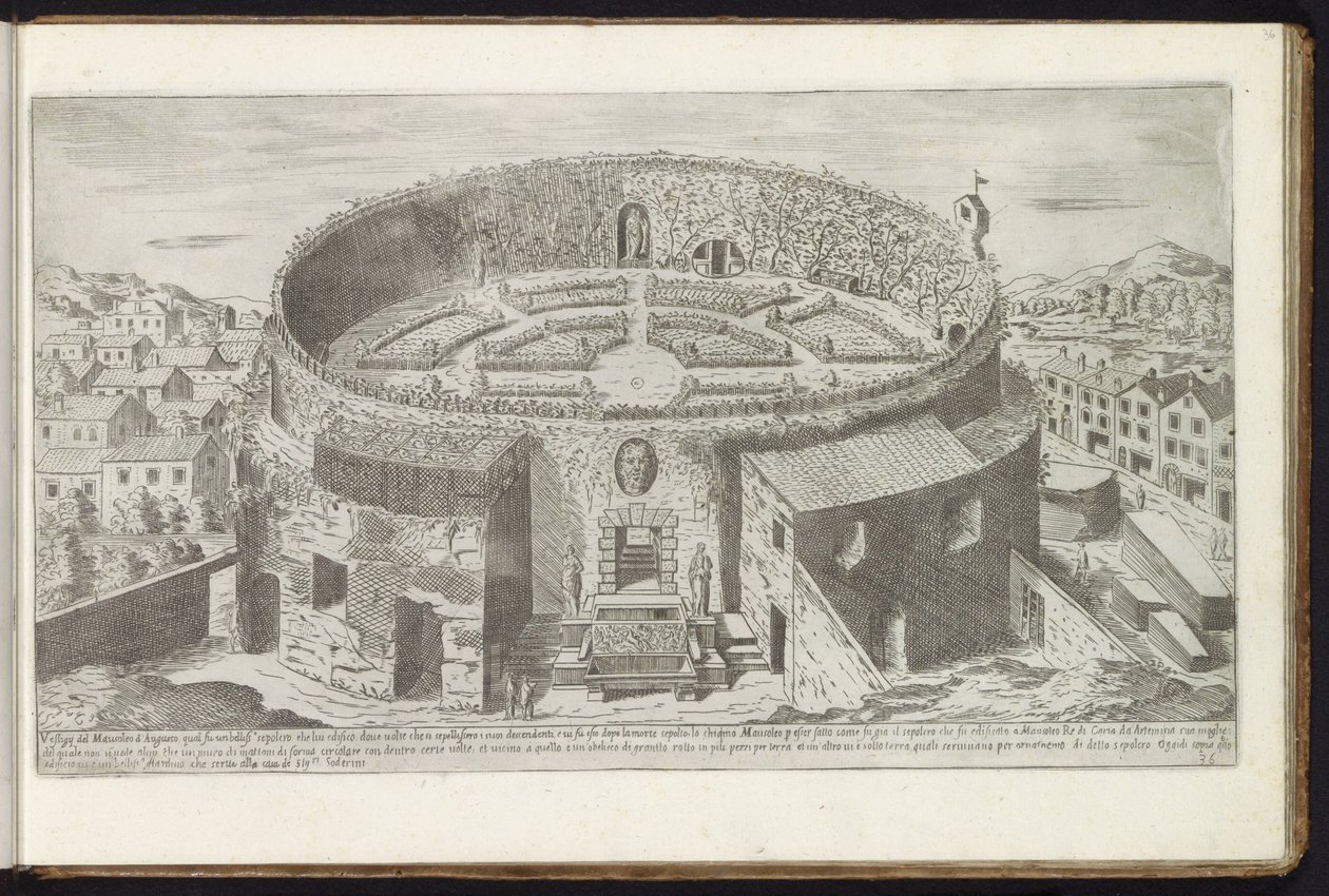 Mausoleo di Augusto con un giardino a Roma da Etienne Duperac