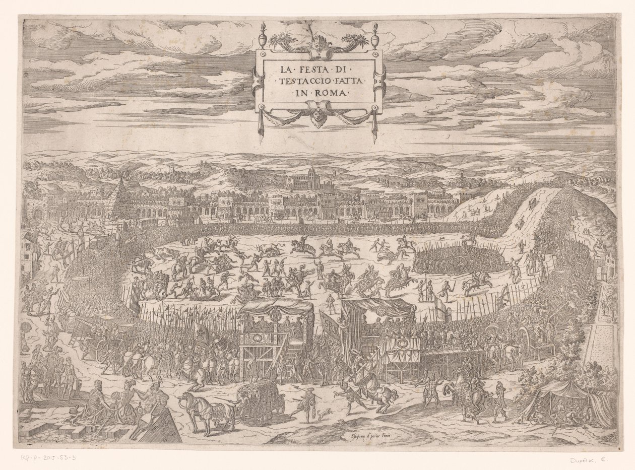 Festa Papale al Testaccio a Roma nel 1534 da Etienne Duperac