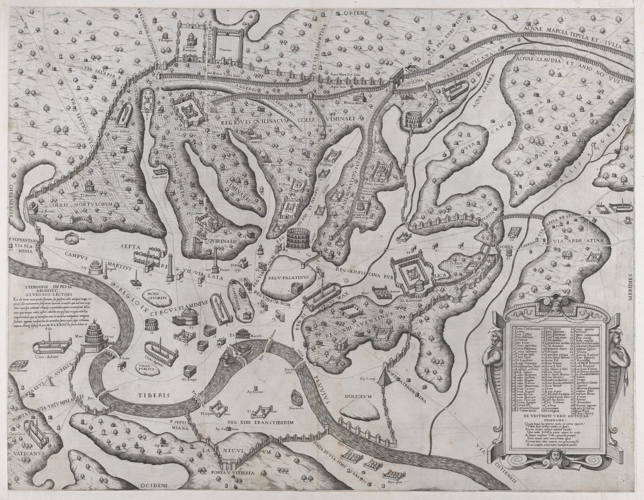 Speculum Romanae Magnificentiae: Antica Roma e le sue colline, da ovest, 1573 da Etienne Duperac