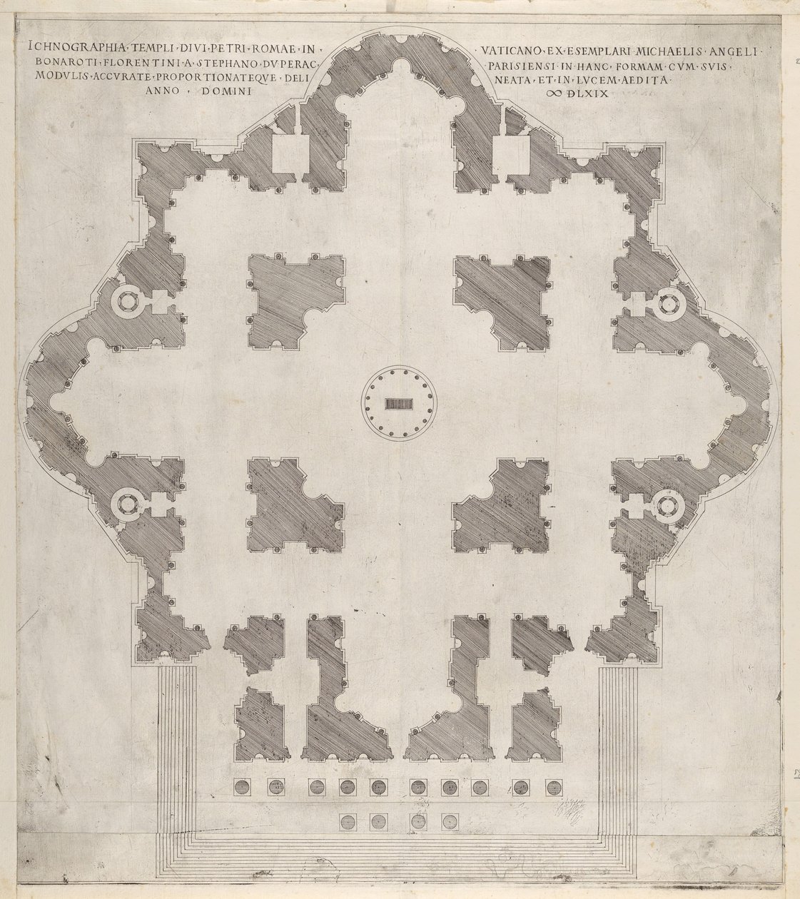 Speculum Romanae Magnificentiae: Pianta di San Pietro da Etienne Duperac