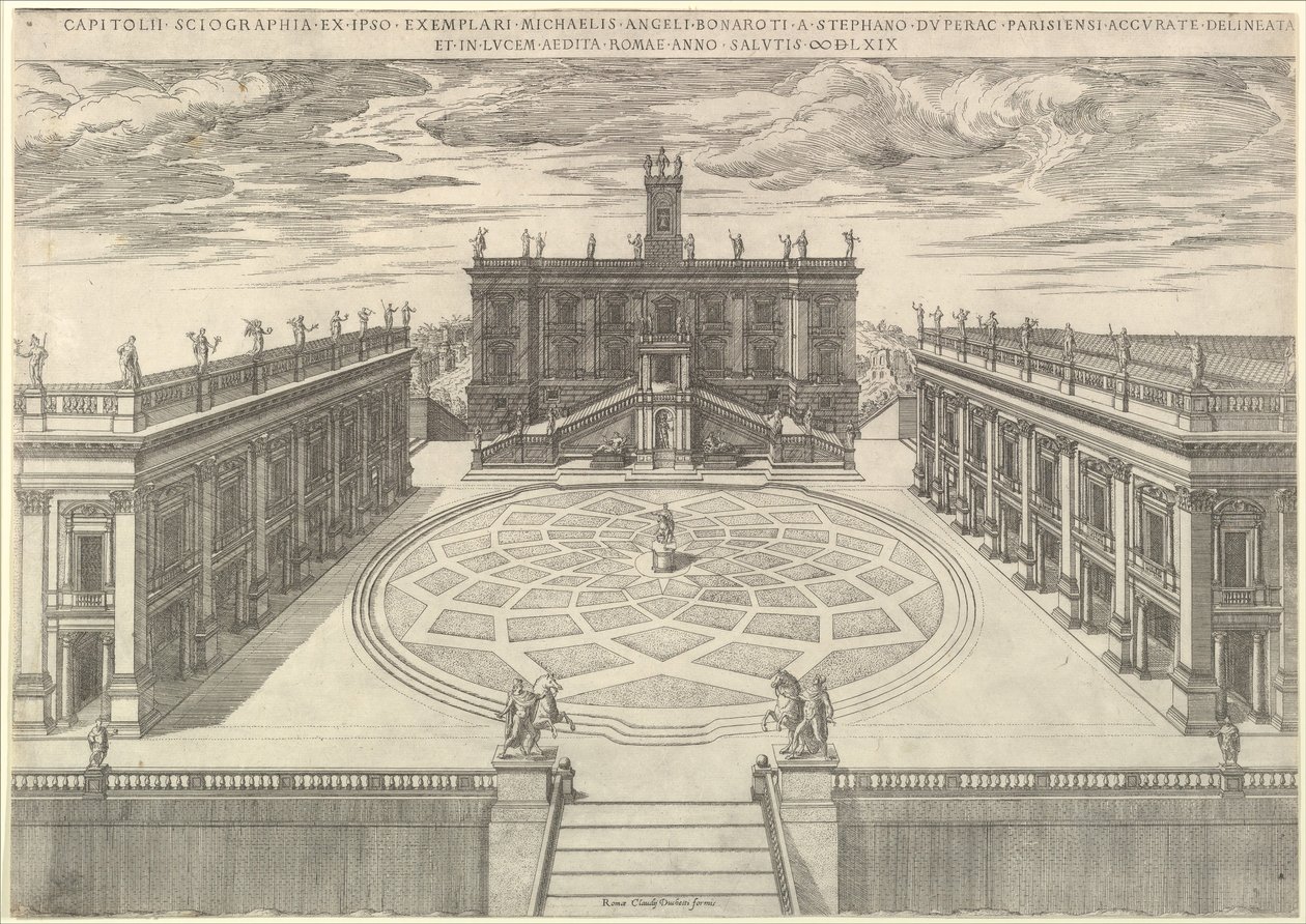 Speculum Romanae Magnificentiae: Vista del Campidoglio Romano da Etienne Duperac