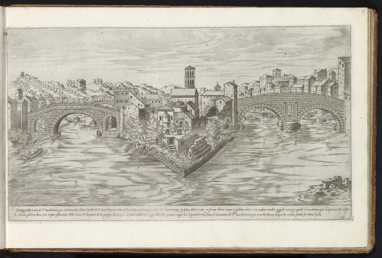 Isola Tiberina a Roma da Etienne Duperac