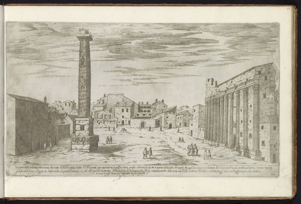 Colonna di Antonino Pio a Roma da Etienne Duperac