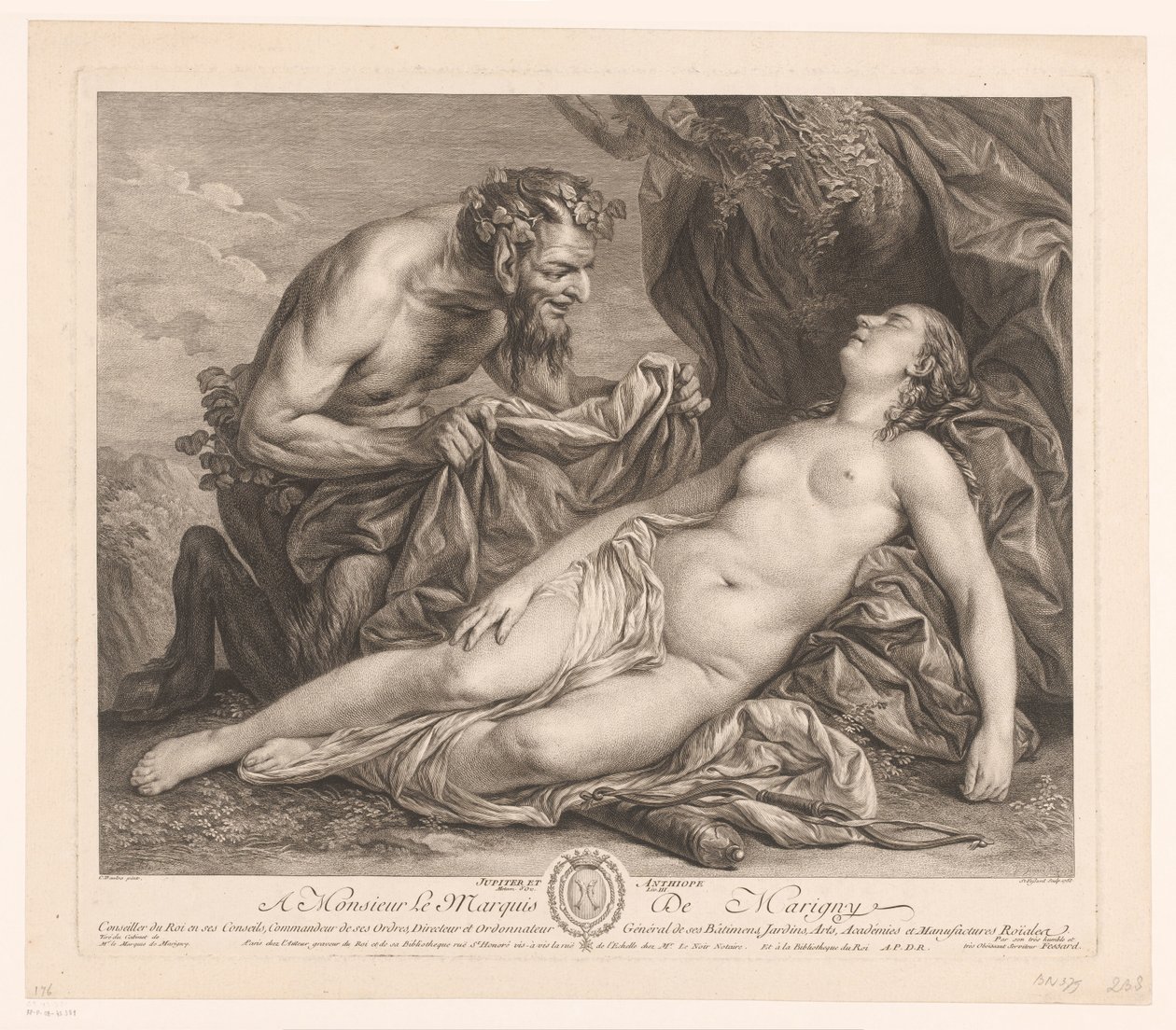 Giove e Antiope, Jupiter et Anthiope da Etienne Fessard