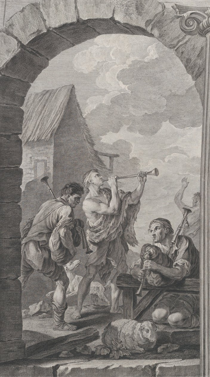 La cappella degli Enfants-Trouvés a Parigi: Gruppo di pastori: suonatori di trombe da Etienne Fessard