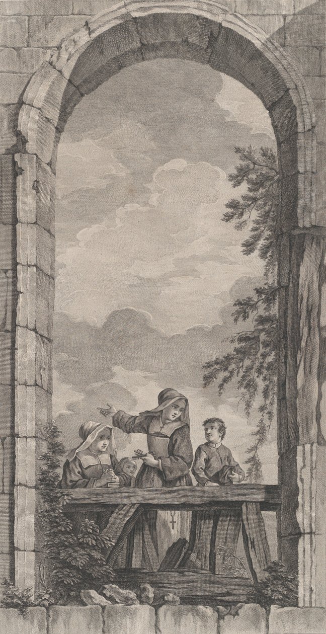 La Cappella degli Enfants-Trouvés a Parigi: Religiose e ragazzi che guardano il presepe da Etienne Fessard
