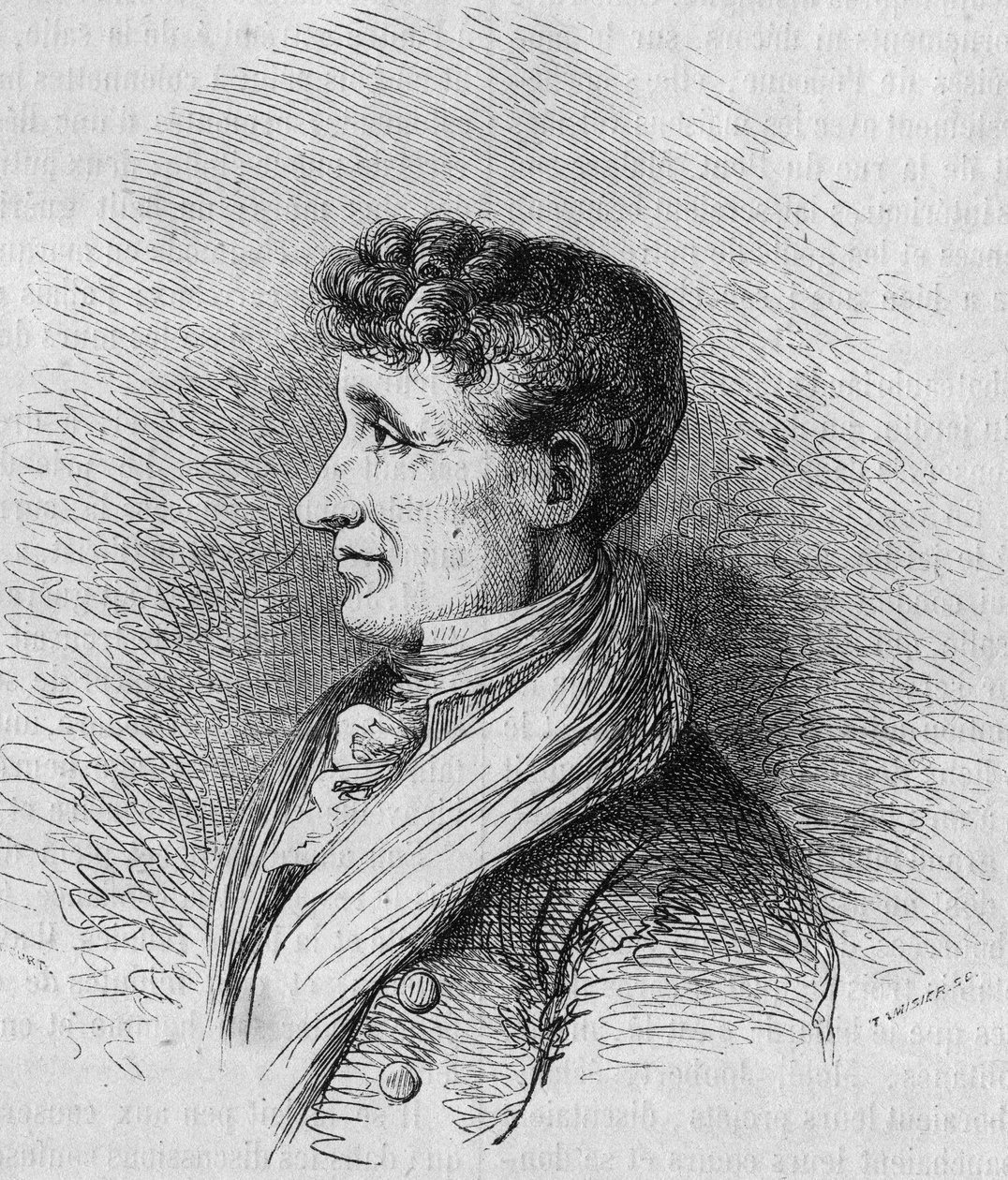 Ritratto di Joseph Joubert (1754-1824), scrittore francese. Incisione di Bocour in 