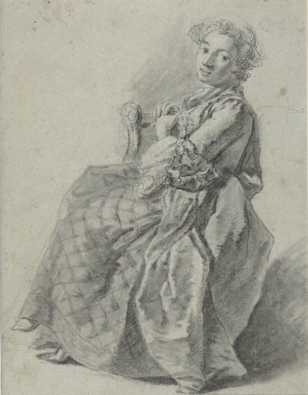 Studio di una giovane donna seduta, verso sinistra da Etienne Jeaurat (attributed to)