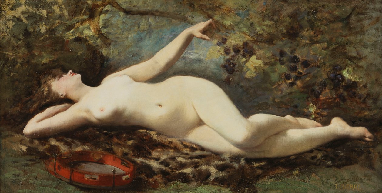 Nudo reclinato con tamburello da Etienne Leroy